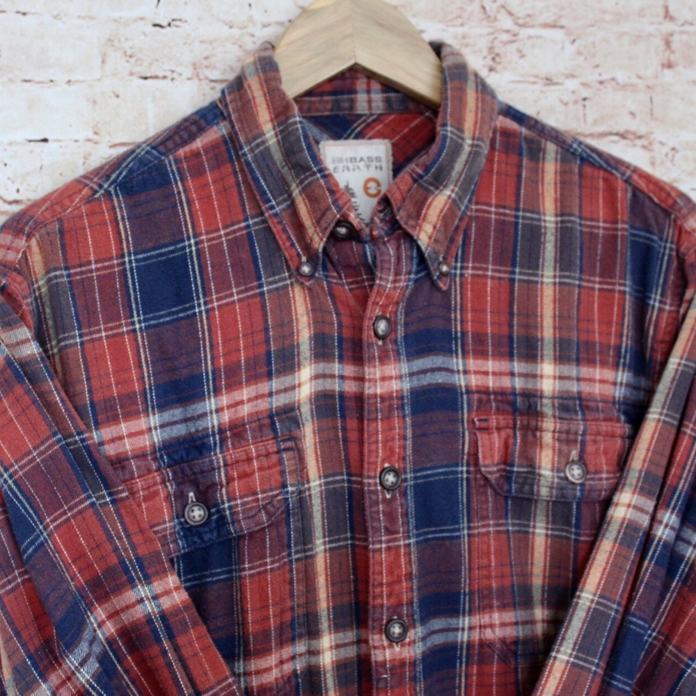 GH Bass Earth | Mens Long Sleeve Flannel Button Up